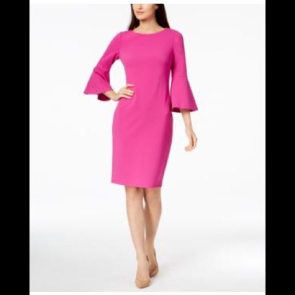 Calvin Klein Bell Sleeve Sheath Dress
